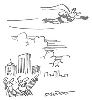 Low carbon emission man – dessin humoristique